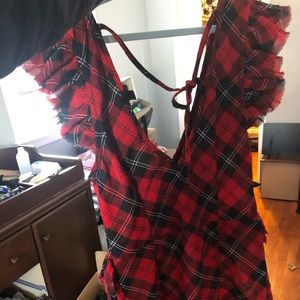 Plaid cap sleeve top